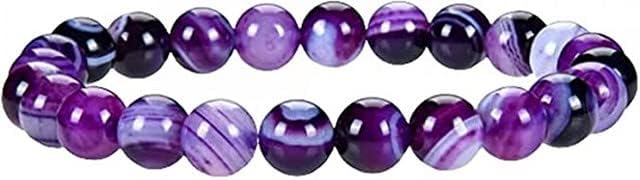 YONKU 10mm Lace Agate Purple Beaded Yoga Chakra Bracelets For Women, Men, and Teens - Round Beads 7" Beaded Yoga Chakra Bracelet YO-BRACE-6645
