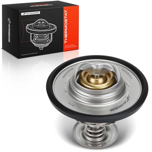 A-Premium Engine Coolant Thermostat with O-ring Compatible with Ford F-150, F-250 Super Duty, F-350 Super Duty, F-450 Super Duty, F-550 Super Duty, F-600, F-650, F-700, F-750, F-800, E-150, Mustang
