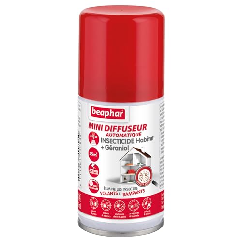 Beaphar – Mini-diffuseur Automatique Insecticide Habitat – Tue Les Insectes Volants, rampants, Les œufs et Larves – Permet de Traiter 25 m² – Action Longue...
