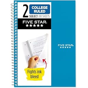 Five Star Spiral Notebook, 2 Subjec...