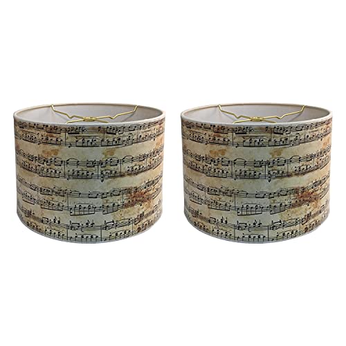 Image of Royal Designs, Inc. Trendy Decorative Handmade Drum Shade, Made in USA, 10in, HBC-8049-10-2, Music Notes - 2 Pk
