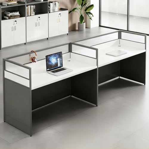 2-Person office cubicles workstations, Cubicle Desks With Mute Partitions, Double Workstation Desk, Partitioned Desks for Computers With Cable Management (Black 2-person - S, 94.4*23.6*43.3in)