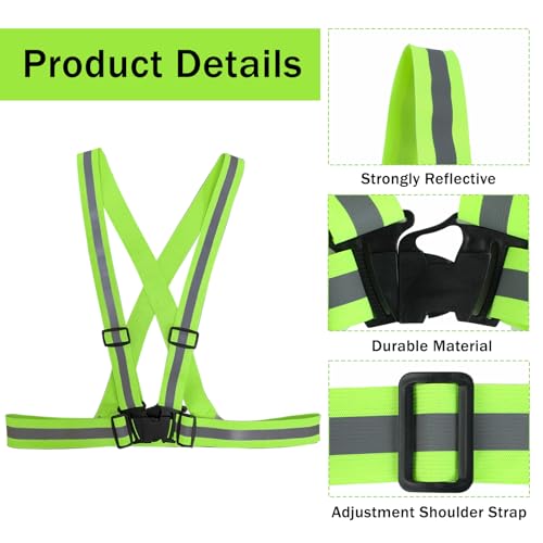 Flearitzo Warnweste Fahrrad Reflektorweste Einstellbar Sicherheitsweste Leicht Hohe Sichtbarkeit Leuchtweste für Laufen,Radfahren,Wandern und Motorradfahren(Grün)