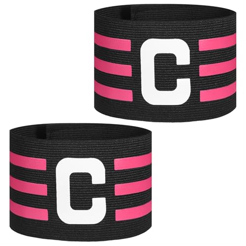 2Pcs Adjustable Soccer Captain Armband, Elastic Protective Captain Arm Bands, Classic C Sports Armbands for Football Basketball Player Youth Adult Team Outdoor Training Accessories