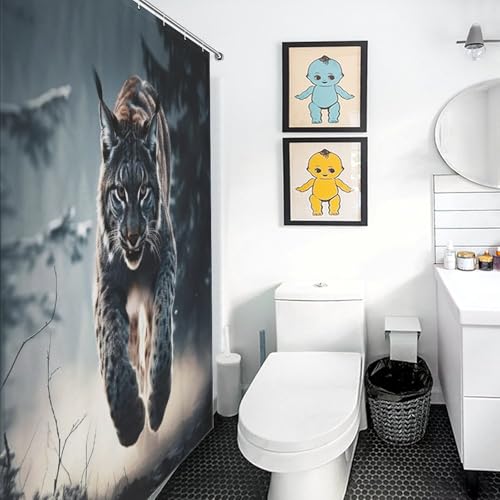 Rideau de douche imperméable Lynx en polyester tissu lavable - 168x183 cm - 3