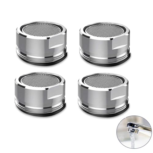 Ryaupy 4 Pezzi Aeratore, Ugello Miscelatore con Plastica Inclusa Chiave per Ugello Miscelatore Cromata, Inserto Filtro Rubinetto Filettatura Maschio, per Rubinetti