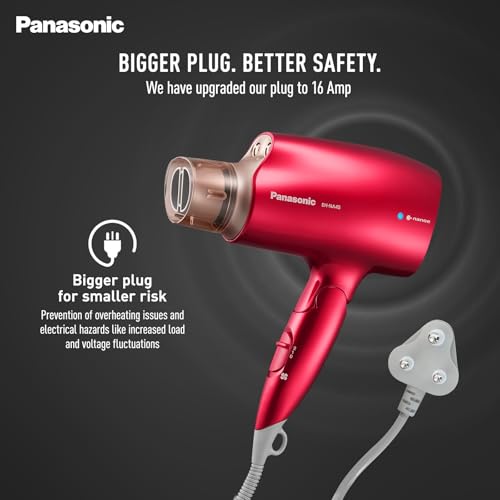 Image of Panasonic Hair Dryer With Nanoe Technology For Shinier, Healthier and Moisture-Rich Hair, UV Resilient to prevent Hair Damage, 3 Settings for Salon like blow-dry, 1600 Watts, Pink, EH-NA45RP62B