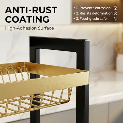 Image of COMFYHOME Utensils Drying Rack,2-Tier Stainless Steel Dish Drying Rack, Saving Countertop Organizer with Drainboard, Drainer Tray & Utensil Holder,Rust-Resistant Suitable for Plates, Cutlery, Bowls
