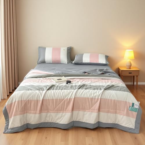 Surwin Edredón Relleno Nórdico para Cama 150/180/200 cm, Minimalista Moderno Reversible Colcha Bouti Verano y Primavera de Microfibra 300 g/m² Ligero Cómodo Transpirable (Rosa,150x200cm)