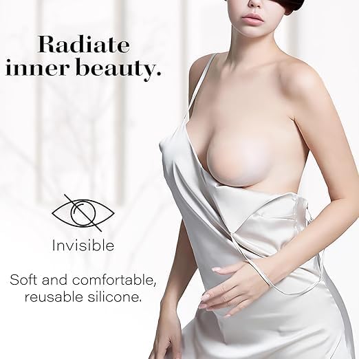 Women Nipple Covers 4 Pairs Reusable Pasties Adhesive Silicone Nippleless Covers (2 Round+2 Flower) Color: Light Brown Colour