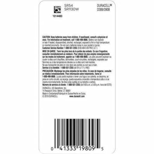 Duracell 389/390 Silver Oxide Button Battery, 1 Count Pack, 389/390 1.5 Volt Battery, Long-Lasting for Watches, Medical Devices, Calculators, and More - image 8