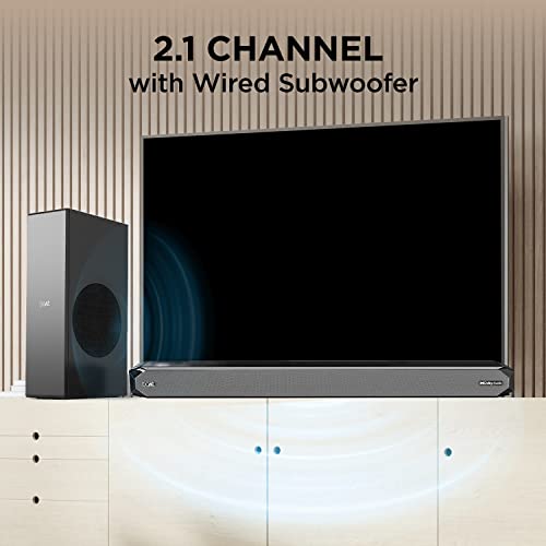 Image of boAt Aavante Bar 1200D Soundbar with Dolby Audio, 100W RMS Signature Sound, 2.1 Channel with Wired Subwoofer, Entertainment EQs, Multi-Connectivity & Master Remote Control(Black)