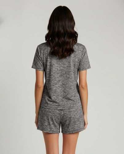 Image of Real Essentials 2 Pack: Women's Short Sleeve Pajama Short Set - Comfy Lightweight Soft Lounge Sleepwear (Plus