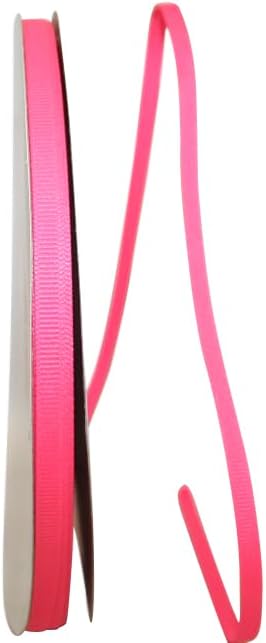 Reliant Ribbon Grosgrain Texture Ribbon, 1/4 Inch X 100 Yards, Neon Pink
