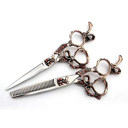 Tijeras de peluquería Set de peluquería - 6.5 "- 1 tijera para cabello de borde recto, 1 tijeras para adelgazamiento con textura - Tijeras para adelgazamiento, set de corte para cabello de tijera para