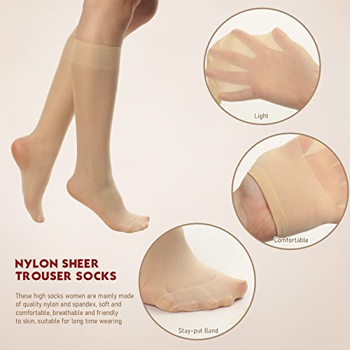 50 Pairs Nylon Sheer Knee High Stockings for Women Girls Reinforced Toe Socks Compression Stretchy Knee Highs Bulk2
