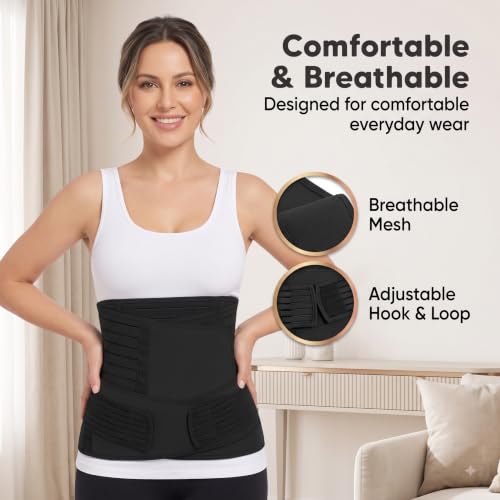Image of Somaka 3-in-1 Postpartum Belt After Delivery for Women - Post Pregnancy & C-Section Abdominal, Waist & Pelvis Support Belt, Adjustable Belly Wrap for Postpartum Recovery (Black, Free Size)