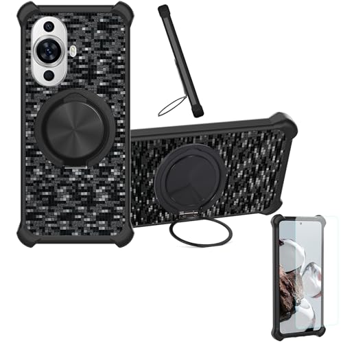 �Ή� Huawei Nova 10 �P�[�X Phone Case [1�� 9H+�d�x���� �K���X�t�B����][360°��]���X�^���h�A�}�O�l�b�g��]CX-11-HEI
