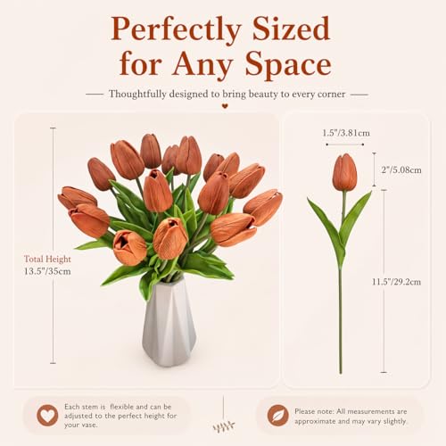 Image of Mandy's 20pcs Artificial Burnt Orange Tulips
