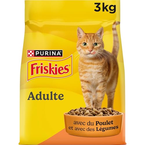 FRISKIES | Chat | Croquettes complètes pour Chats Adultes | Au Poulet et aux Légumes | Aliment Complet Riche en Vitamines et Minéraux | Sac | 3 KG