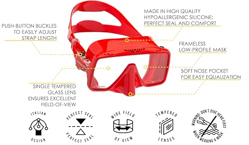 Image of Cressi SF1 Frameless Diving Masks, Red