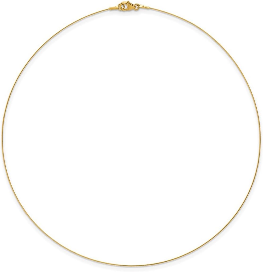 JewelryWeb 18k Solid Yellow Gold 0.5mm Single Wire Necklace 16 or 18 Inch Collar Necklace for Women in