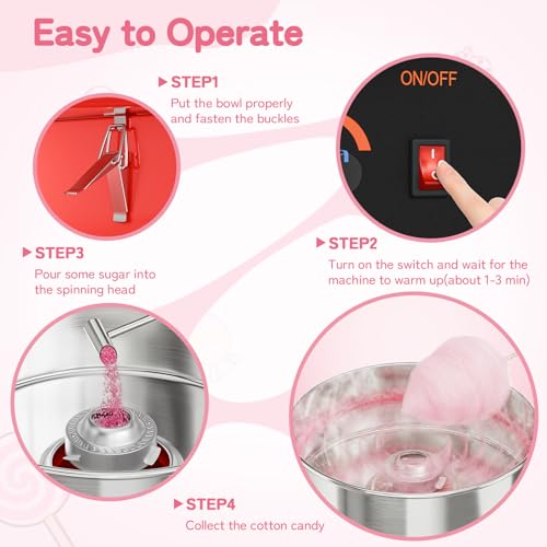 image for ROVSUN 21 Inch Cotton Candy Machine Cart, Commercial Cotton Candy Make