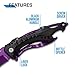 MTECH USA Folding Knife, 3.75-Inch Half-Serrated Blade, Titanium Coating, Glass Breaker, Pocket Clip (Purple)