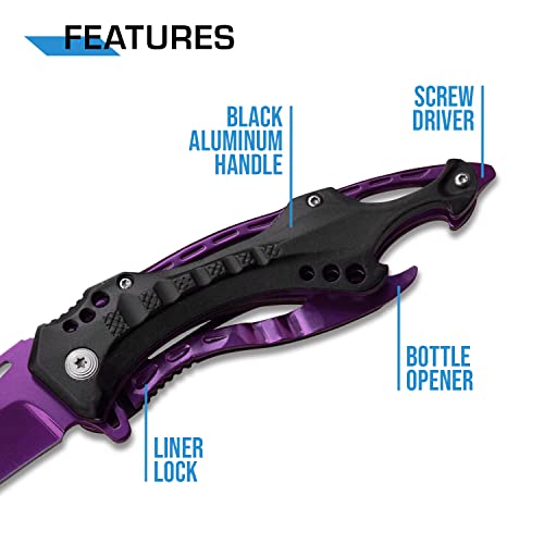 mtech usa folding knife 375-inch half-serrated blade titanium coating glass breaker pocket clip