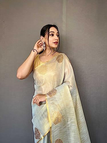Image of Panzora Women's Tissue Silk Jacquard Weaving Saree With Unstitched Blouse Piece
