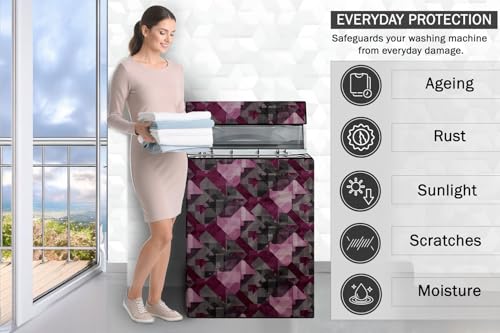 Image of Stylista Top Load Fully Automatic Washing Machine Cover Compatible for IFB 8 kg, 8.5 kg, 9 kg & 9.5 kg, Chekered Pattern Maroon