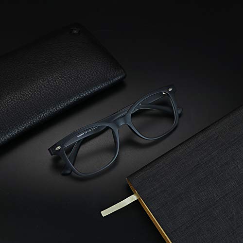 Image of VisionGlobal Blue Light Blocking Glasses for Computer Reading or Gaming, UV 400 Anti Glare Lenses Help Reduce Eye Strain and Fatigue, Men and Women Frame, x1.25 No Magnification
