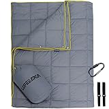 LUFEEMGA Ultraleichte Campingdecke 196 * 137cm Warme Wasserdicht Daunen-Baumwolle Mit Knöpfen Reisedecke Winter Geeignet für Büro Zuhause Reisen 600g(Grau)