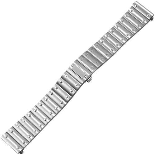 HiCycle2 Watch Band Strap Replacement For Cartier Santos Medium WSSA0009 WSSA0010 21mm Bracelet Steel Band Strap (Silver)