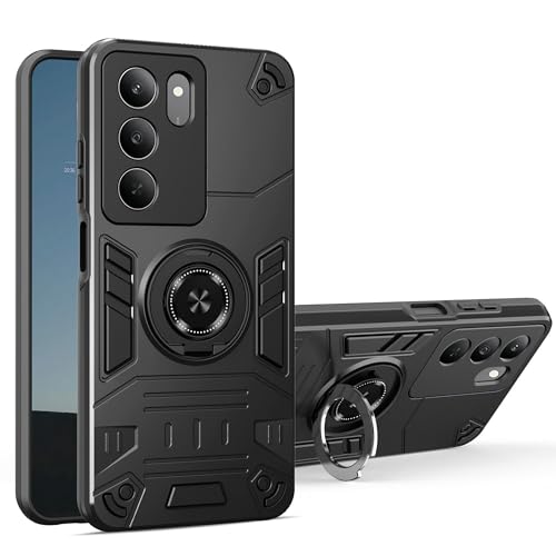 Lucyliy Realme 14X /Realme V60 Pro/Realme P3x 5G �t�H���P�[�X �}�O�l�b�g�u���P�b�g [PC�o�b�N�{�[�h + TPU�\�t�g�{�g���V�F��] �u���b�N