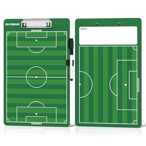 ShYeenei Soccer Coaching Board Double-Sided Soccer Clipboard Whiteboard for Coaches Full & Half Field Tactics Dry Erase for Training and Game Day