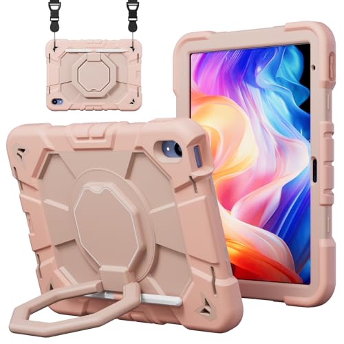 Coque iPad Pro 11 2024 rose enfant avec poignée rotative antichoc et bandoulière M4