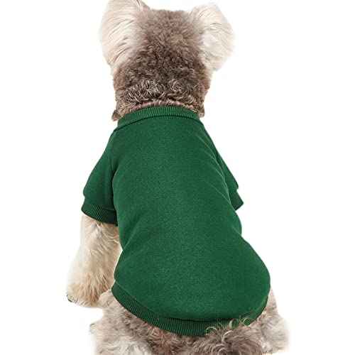Image of Soft Puppy Sweater for Small Dogs Winter Knit Pullover, Green XL | Elastic Cuffs Pet Clothes, Holiday Party Matching, Fall Winter Daily Outfit, Soft Breathable Machine Washable Sweatshirt