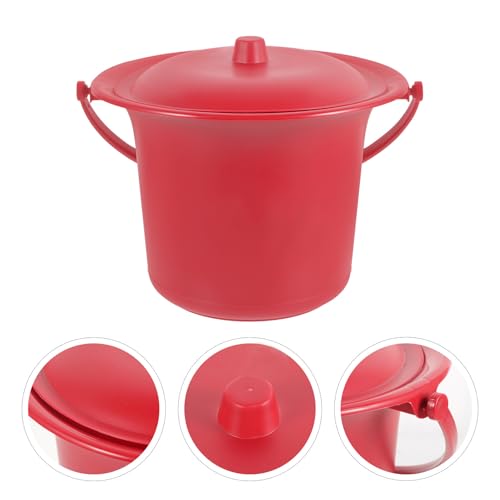Beatifufu Pot de Chambre Adulte Rouge Léger et Stable en Pp Couvercle Pratique, pour Usage et Quotidien – vue 9