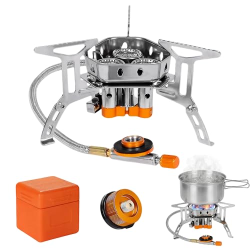 Hornillo de camping de gas 6800 W: plegable mini hornillo de gas para camping con encendido piezoeléctrico para exteriores, pícnic, trekking, senderismo, senderismo