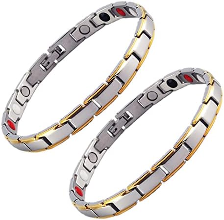 Magnetic Lymph Detox Bracelet, Health Magnetic Therapy Bracelet, Magnetic Weight Loss Bracelet ( 2Pcs Silver and Gold mix)