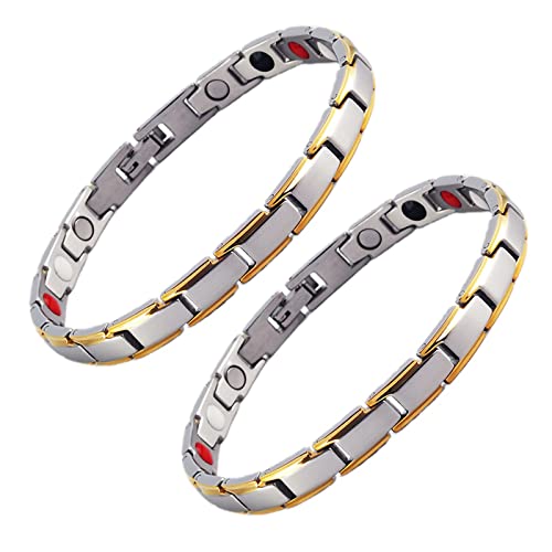 Magnetic Lymph Detox Bracelet, Health Magnetic Therapy Bracelet, Magnetic Weight Loss Bracelet ( 2Pcs Silver And Gold Mix) #TOP1