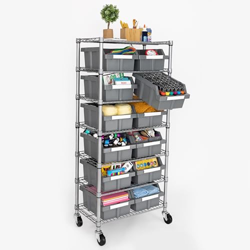 image for Seville Classics Heavy Duty NSF Bin Rack Solid Steel Wire Shelving Sto