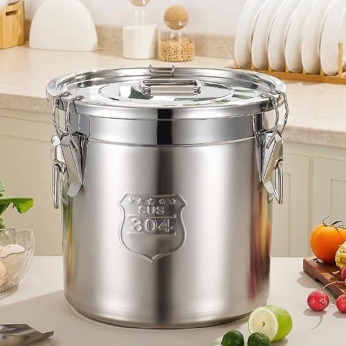 THEGA Olla De Acero Inoxidable, Recipiente Hermético, Cubo De Acero Inoxidable 304, Olla Grande con Tapa, Olla para Sopa con Tapa, Utensilios De Cocina, Olla Grande(12L)