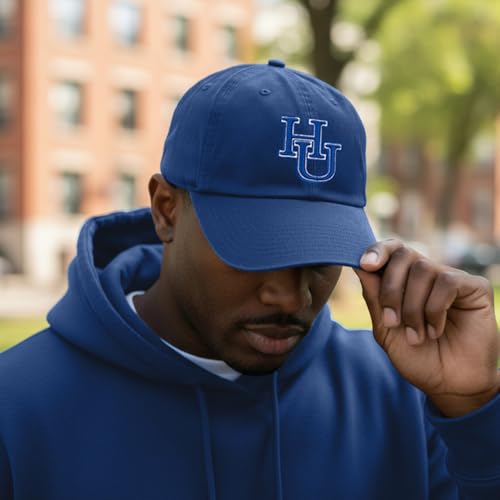 Gorra bordada ajustable azul con cierre de tela miniatura 5