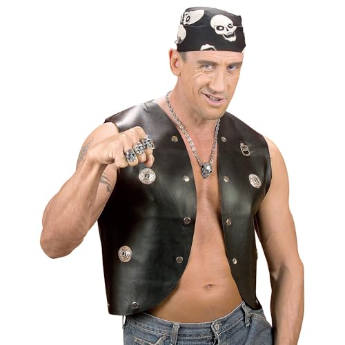 W WIDMANN MILANO Party Fashion - 4308B- Gilet avec rivets, simili-cuir, biker, rocker, fête à thème, carnaval
