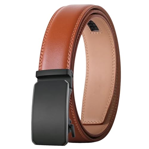 Men’s Cowhide Leather Belt Genuine Luxury Dress Belt with Automatic Buckle Formal and Casual Wear Style