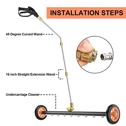 Heliwoo Undercarriage Pressure Washer Attachment, Upgrade 30 Inch Power Washer Water Broom with 9 Nozzles, Dual-Function Underbody Car Wash Surface Cleaner with 3 Pieces Extension Wand- 4000PSI by Heliwoo - Image 5