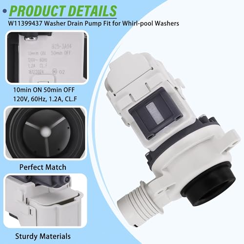 MVW4505MW0 MVW4505MW1 MVW5035MW0 MVW5430MW0 MVW6200KW2 MVW6230HW2 Washer Drain Pump Fit for May-tag Whirl-pool Washers WTW5000DW3 WTW5010LW0 WTW5015LW0 WTW5057LW0 WTW5100HW2 WTW5105HW2 by Semzohc - Image 6