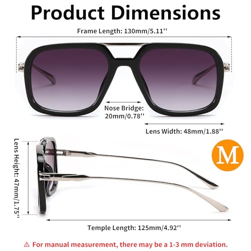 FEISEDY Vintage Square Flat Aviator Sunglasses Women Men 70s Classic Retro Stylish Frame UV400 Sunglasses B01154